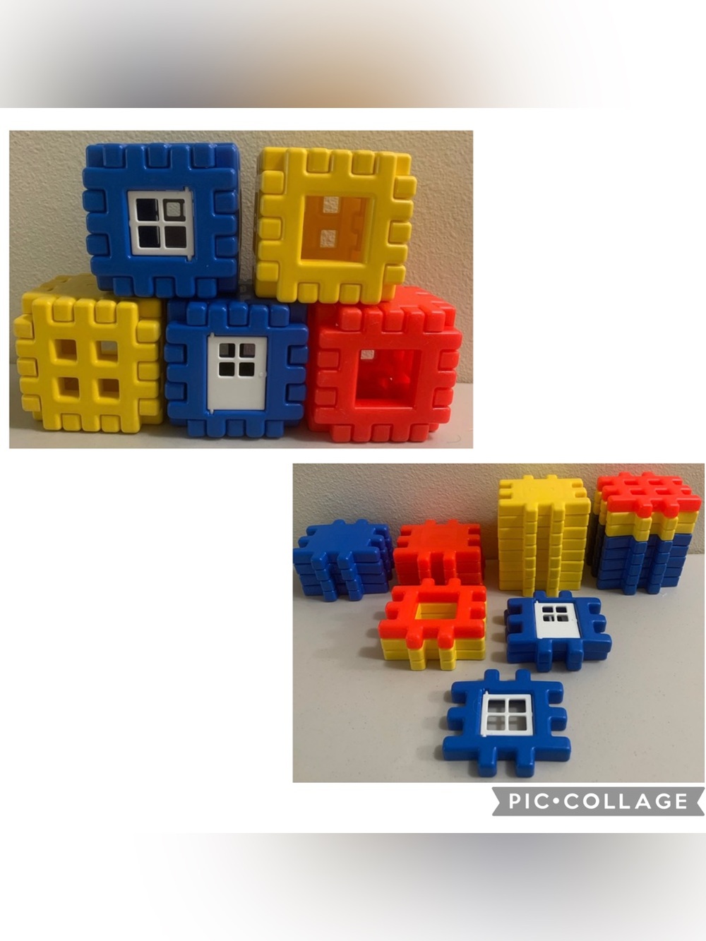 Vintage Little Tikes Wee Waffle Blocks Large 30 Piece Lot 4”X4” Red Yellow Blue